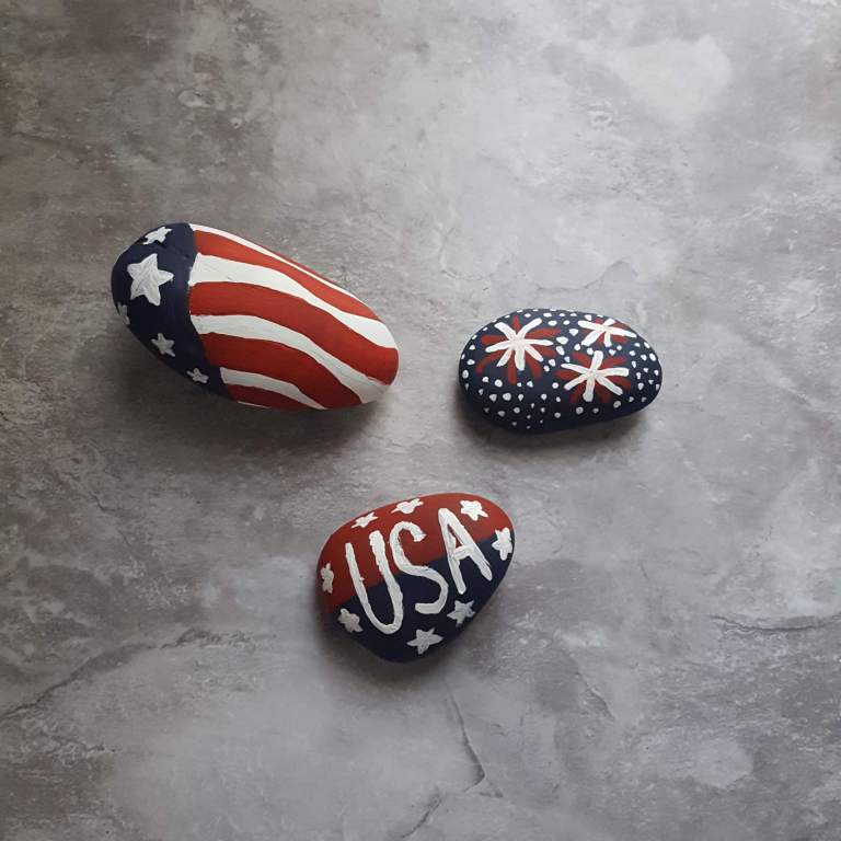 How to Make Amazing Painted Patriotic Rocks – Team Colors By Carrie