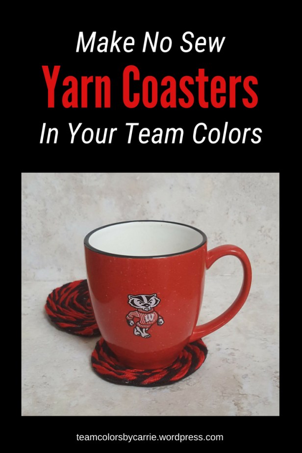 How To Make No Sew Yarn Coasters In Your Team Colors (1)