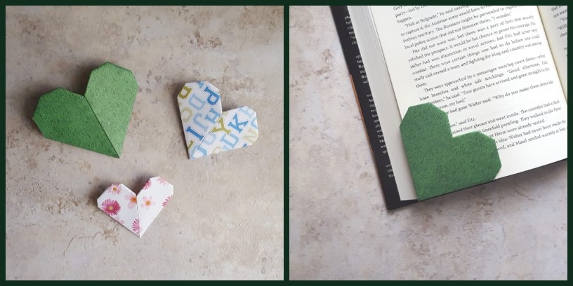 Origami Heart Shaped Paper Bookmark