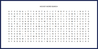 Hockey word search party game for Stanley Cup Playoffs 2019