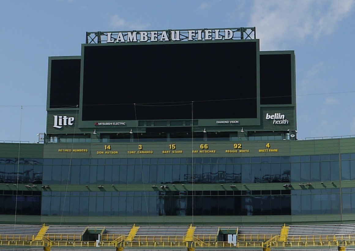 Bart Starr, #15, is included in the Ring of Honor in Lambeau Field