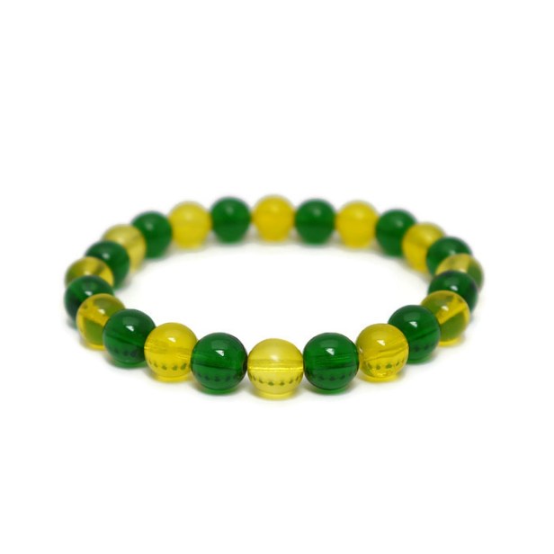Beaded Stretch Bracelet in Green and Yellow