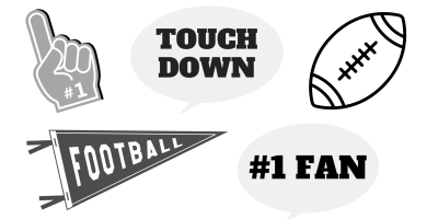 blog header image featuring football photo booth prompts